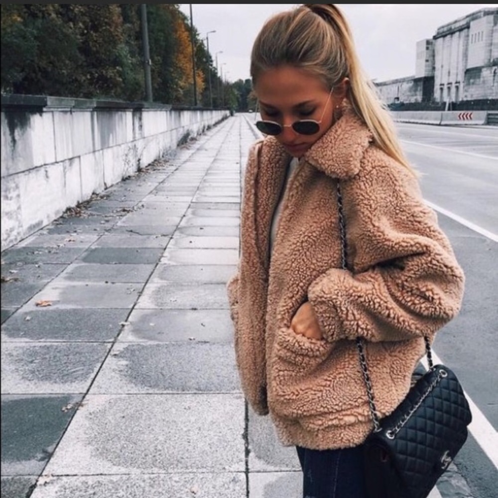 NWT Elodie Faux Shearling Teddy Jacket Tan - Picture 3 of 5